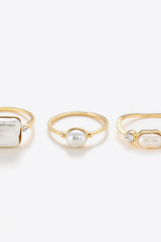 Florence Pearl 18K Gold-Plated Ring Set