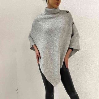 Turtleneck Buttoned Poncho