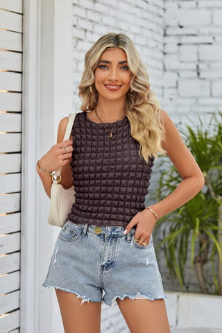 Textured Round Neck Top