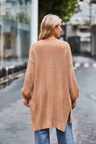 Open Front Dropped Shoulder Longline Cardigan