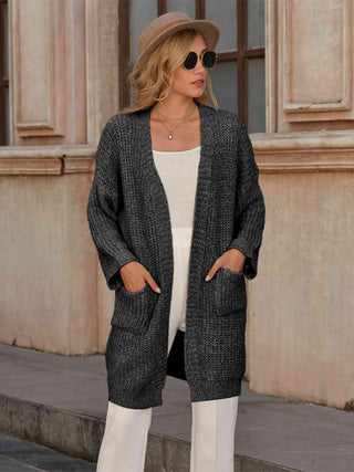 Open Front Long Sleeve Cardigan with Pockets