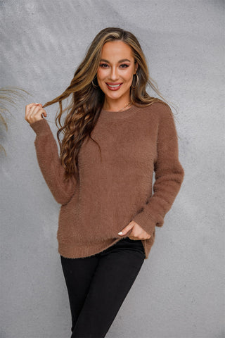 Fuzzy Crew Neck Sweater