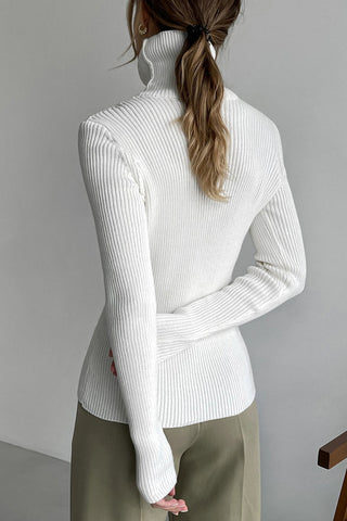 Ribbed Turtle Neck Long Sleeve Sweater