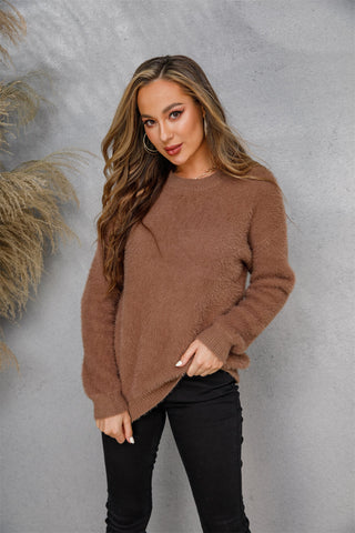 Fuzzy Crew Neck Sweater