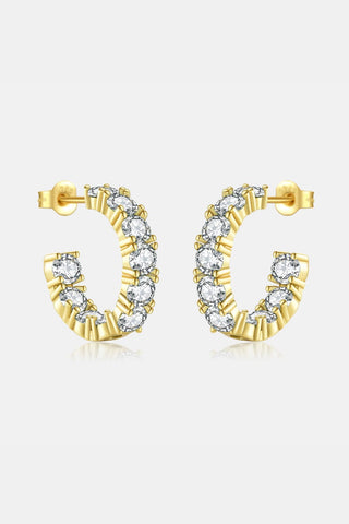 Inlaid Zircon C-Hoop Earrings