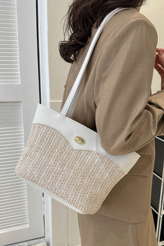 Olivia Two-Tone Straw Tote Bag