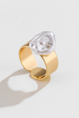 18K Gold Plated Adjustable Pearl Ring