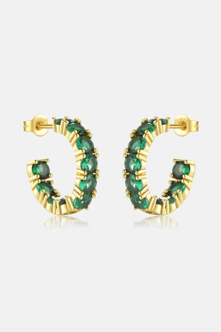 Inlaid Zircon C-Hoop Earrings