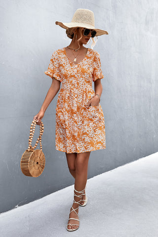 Printed Button down Pocketed Dress