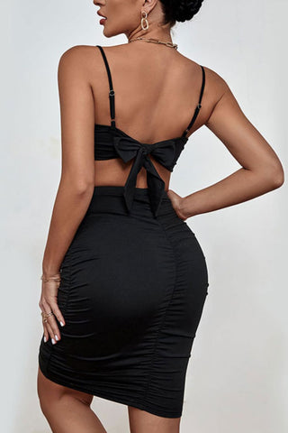 Crop Top and Ruched Skirt Set