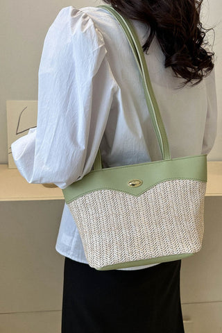 Olivia Two-Tone Straw Tote Bag