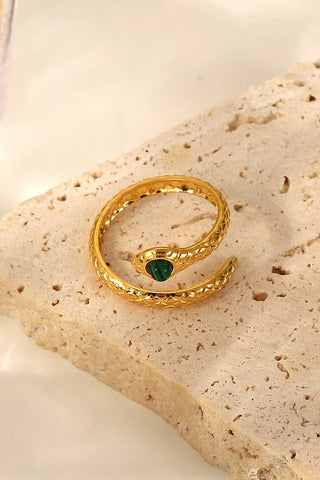 Snake Charmer Malachite Snake-Shaped Bypass Ring