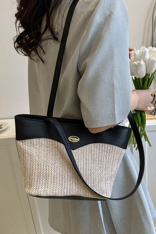 Olivia Two-Tone Straw Tote Bag