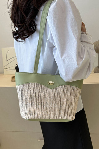 Olivia Two-Tone Straw Tote Bag