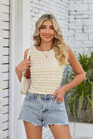 Textured Round Neck Top