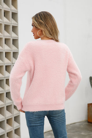 Fuzzy Crew Neck Sweater