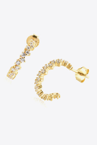 Inlaid Zircon C-Hoop Earrings