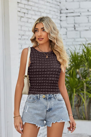 Textured Round Neck Top