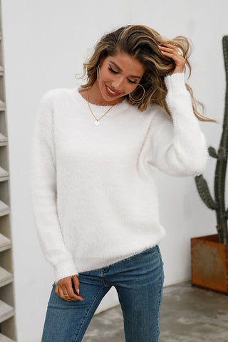 Fuzzy Crew Neck Sweater