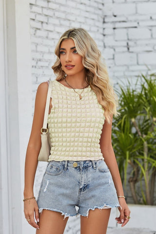 Textured Round Neck Top