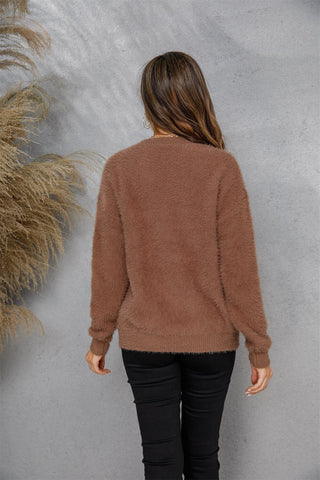 Fuzzy Crew Neck Sweater